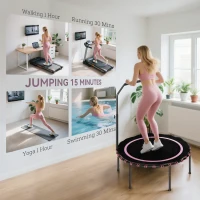 SPORTNOW 40" Foldable Fitness Trampoline Rebounder with Handle, Pink(m-7)