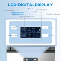 HOMCOM Kommerzielle Eiswürfelmaschine 45 kg/24H Eismaschine mit 11 kg Speicher, LCD-Anzeige für Restaurant(m-5)