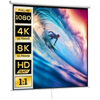 HOMCOM Pantalla de Proyector Manual 120 Pulgadas Pantalla de Proyección Portátil Formato 1:1 para Interior y Exterior Cine en Casa Patio 207x207 cm Blanco(m-10)