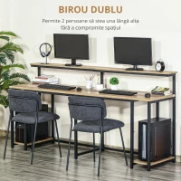 Homcom Birou Dublu – Stil Industrial, MDF & Metal, 200 cm(m-6)