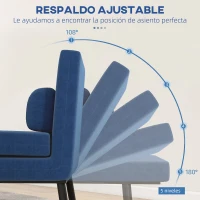 HOMCOM Sofá Cama Individual Plegable con Respaldo Ajustable de 5 Niveles Cojín y Tapizado de Lino Sintético 75x70x75 cm Azul(m-5)