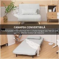 HOMCOM Fotoliu Pat 3 in 1 cu Spatar Rabatabil, Bej(m-6)