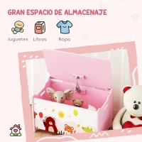 AIYAPLAY Caja de Almacenaje de Juguetes Baúl Juguetes Infantil con Tapa Abatible Asas Estampados de Animales 60x37x39 cm Rosa(m-4)