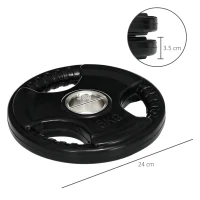 SPORTNOW Discuri de greutate, plăci 2 x 5 kg, cu trei mânere, orificiu Ø 5 cm, acoperire din cauciuc, negru(m-3)
