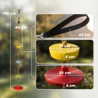 AIYAPLAY Corda de Escalada Kit de Balanço para Crianças com Apoios para os Pés e Assento em Disco Circuito de Obstáculos para Jardim Vermelho(m-3)