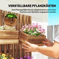Outsunny Blumenkasten-Set, Wandmontage, frei versetzbar, Massivholz, 60 x 16 x 80 cm(m-5)