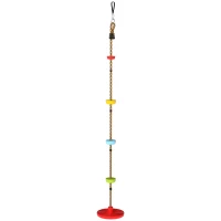 AIYAPLAY Corda de Escalada Kit de Balanço para Crianças com Apoios para os Pés e Assento em Disco Circuito de Obstáculos para Jardim Vermelho(m-7)