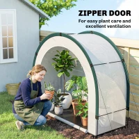 Outsunny Foldable Small Greenhouse, Portable Green House Mini Greenhouse with Zipper Door, PE Base, 200 x 80 x 164 cm, Green(m-8)