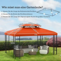 Outsunny Ersatzdach für Gartenpavillons 3x4m Polyester Kaffee(m-3)