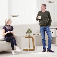 HOMCOM Mesa Auxiliar en Forma de C Mesita Auxiliar Redonda Montaje Rápido para Espacios Pequeños Salón Dormitorio Natural(m-4)