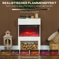 HOMCOM Elektrischer Kamin, 2 Heizstufen, 6 Flammenfarben, Thermostat, Fernbedienung, Weiß(m-4)