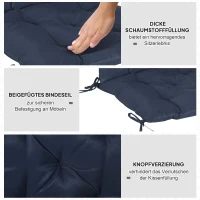 Outsunny Zestaw 2 poduszek, 98 x 50 cm, poduszki na krzesła z taśmami wiążącymi, pokrowiec materiałowy, 8 cm grubości, ciemnoniebieskie(m-6)