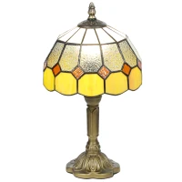 HOMCOM Handmade Art Deco Glass Table Lamp - White/Orange(m-11)