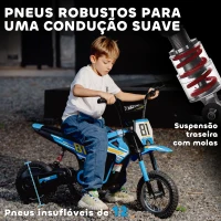 AIYAPLAY Mota Elétrica para Crianças 24V com Motor 250W Velocidade de 6-16km/h Rodas de 30,5 cm para Crianças de 8-12 Anos Azul(m-6)