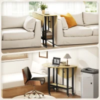 HOMCOM Mesa de comedor plegable con ruedas, mesa de cocina para 4 personas con estantería integrada, 100 x 100 x 75 cm, roble(m-5)