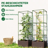 Outsunny Hochbeet mit Rankgitter 3er Set Pflanzkasten Blumenkasten mit Abflusslöchern(m-7)