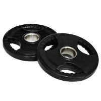 SPORTNOW Discuri de greutate, plăci 2 x 5 kg, cu trei mânere, orificiu Ø 5 cm, acoperire din cauciuc, negru(m-1)