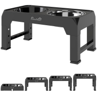 PawHut Raised Dog Bowl, Foldable Elevated Dog bowls with Slow Feeder, 4 Adjustable Heights, for Small Medium Large Breeds