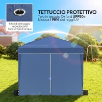 Outsunny Gazebo Pieghevole 3x3 m con Pareti e Altezza Regolabile, Protezione UV 50+, Blu Scuro(m-4)