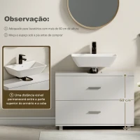 HOMCOM Móvel para Lavatório Pousar com 2 Gavetas para Lavatório sem Pedestal 80x30x60 cm Branco(m-5)