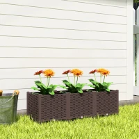 Outsunny Hoogbed Kunststof, modulair plantenbed met zelfbewateringssysteem 120 x 40 x 37 cm Bruin(m-9)