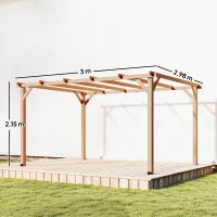 Outsunny 4 x 3 m Wooden Pergola Kit, Garden Pergola Gazebo Grape Trellis with Triangle Supports, 6 Beams, Maple Wood-effect(m-3)