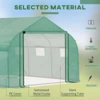 Outsunny Walk-in Polytunnel Garden Greenhouse, Outdoor Mesh Door Greenhouse with PE Cover and 6 Windows, 3.5 x 3 x 2m, Green(m-4)