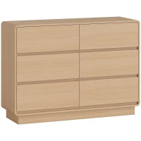 HOMCOM Aparador con 6 Cajones Bordes Redondeados para Salón Cocina Entrada Oficina 120x38x86 cm Natural(m-1)