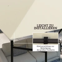 Outsunny tuinpaviljoendak 3x3 m met 8 afwateringsgaten, van Oxford 600D stof, Crèmewit(m-6)