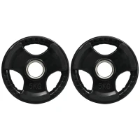 SPORTNOW Discuri de greutate, plăci 2 x 5 kg, cu trei mânere, orificiu Ø 5 cm, acoperire din cauciuc, negru(m-7)