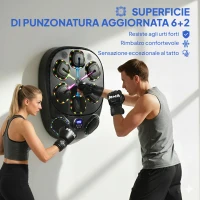 SPORTNOW Macchina da Boxe Musicale a Parete con 9 Modalità, Luci LED e Connessione Bluetooth, 61x48x11 cm, Nero(m-7)