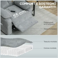 HOMCOM Poltrona Reclinabile 150° Effetto Velluto con Poggiapiedi, Telecomando e Tasca Laterale, 96x90x103 cm, Grigio(m-5)