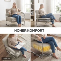 HOMCOM Moderner Sessel, Akzentstuhl mit breitem Sitz und dicker Polsterung, Chenille-Polsterstuhl fürs Wohnzimmer, Beige(m-4)
