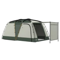 Outsunny Tenda da Campeggio 4 Posti Impermeabile con Zona Notte e Zona Giorno, in Poliestere, 460x300x200 cm, Verde(m-10)