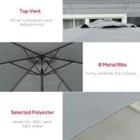 Outsunny 3m Cantilever Parasol with Easy Lever, Patio Umbrella with Crank Handle, Cross Base and 6 Metal Ribs, Outdoor Sun Shades for Garden, Grey(m-5)