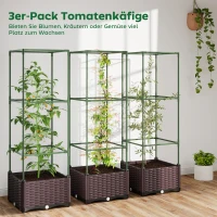 Outsunny Hochbeet mit Rankgitter 3er Set Pflanzkasten Blumenkasten mit Abflusslöchern(m-4)