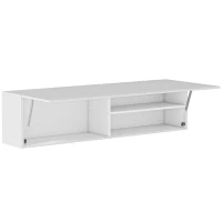 HOMCOM Mobile Bagno a Parete con Anta Ammortizzata, 2 Scomparti e Mensola Regolabile, 120x23x30 cm, Bianco(m-1)
