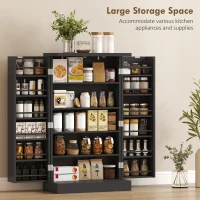 HOMCOM Kitchen Cupboard, Freestanding Multi-Storage Kitchen Pantry Cabinet with Adjustable Shelves, Black(m-4)