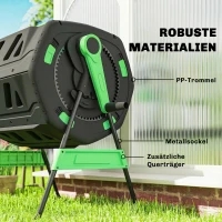 Outsunny compostcontainer, 200L dualkamer-composter met verstelbare ventilatiesleuven, BPA-vrij, Grün(m-8)