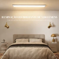 HOMCOM Conjunto de 4 Candeeiros de Teto Reguláveis em Cor com Interruptor DIP e de Parede 3000K/4000K/6000K 120x30x3,7 cm Branco(m-5)