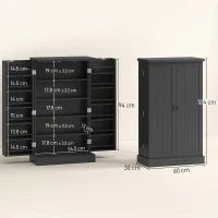 HOMCOM Kitchen Cupboard, Freestanding Multi-Storage Kitchen Pantry Cabinet with Adjustable Shelves, Black(m-3)