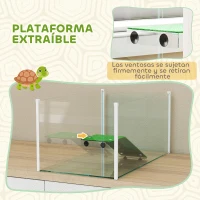 PawHut Acuario para Tortugas Terrario de Tortugas con Plataforma Rampa y Vista Panorámica 360° 60x35x28 cm Blanco(m-5)