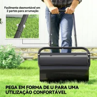 Outsunny Rolo para Relva Largura 58cm Ø32cm Rolo para Relvado 38L Preenchível de Areia ou Água com Guiador em U para Jardim Preto(m-7)