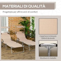 Outsunny Set 2 Sdraio da Giardino Pieghevoli con Tettuccio Regolabile, in Tessuto Oxford e Metallo, 187x58x36 cm, Marrone(m-7)