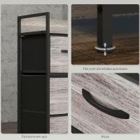 HOMCOM Cómoda de Quarto Armário de Armazenamento com 4 Gavetas Dobráveis Prateleira Aberta e Estrutura de Aço para Sala Entrada 60x29x85 cm Cinzento(m-7)