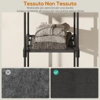 HOMCOM Guardaroba Portatile con 2 Aste e 6 Ripiani, in Tessuto non Tessuto, Plastica e Acciaio, 111x43x185 cm, Nero(m-6)