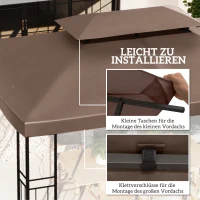 Outsunny Ersatzdach für Gartenpavillons 3x4m Polyester Kaffee(m-5)