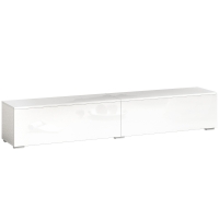 HOMCOM Mueble TV Suspendido 180 cm con Puertas de Presión, 180x33x30 cm, Blanco Brillante