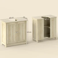 kleankin Mobile Sottolavabo a 2 Ante con Ripiano Regolabile e Intaglio a U, 60x30x60 cm, Rovere(m-3)