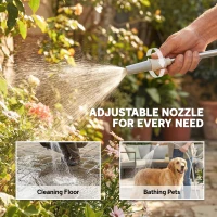 Outsunny Schlauchwagen 45 m Schlauchtrommel mit 2 Sprühmustern, Wasserhahnadapter Kurbel 2 Rädern 45 x 44 x 78 cm Grau(m-7)